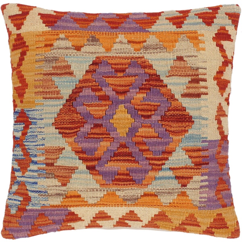 Shabby Chic Anisa Hand-Woven Turkish Kilim Pillow 18 in. x 18 in.