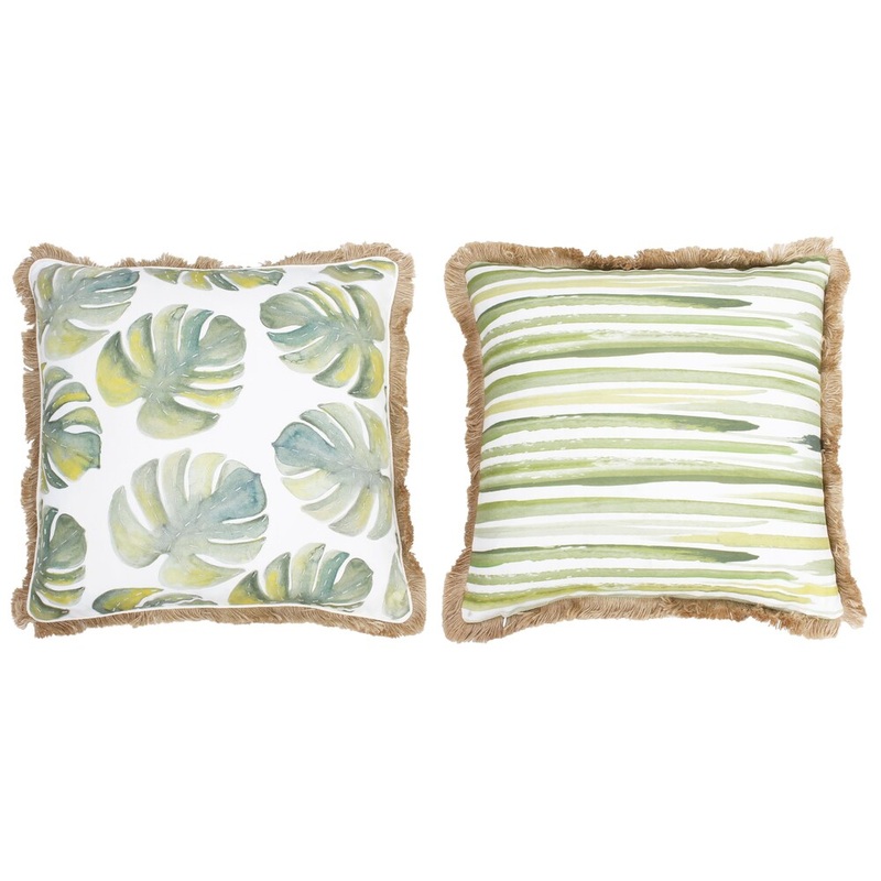 Thro Frances Watercolor Blue and Green Beaded Pillow