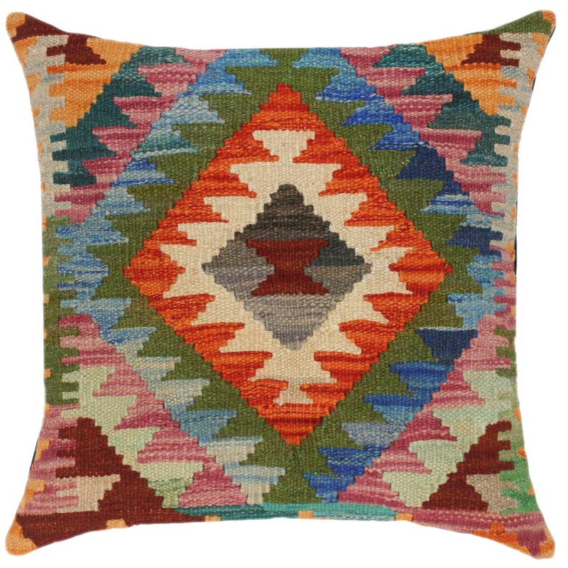 Tribal Natalia Hand-Woven Turkish Kilim Throw Pillow