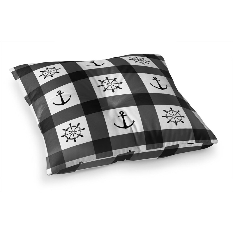 ANCHOR GALORE BLACK AND WHITE Floor Pillow By Kavka Designs