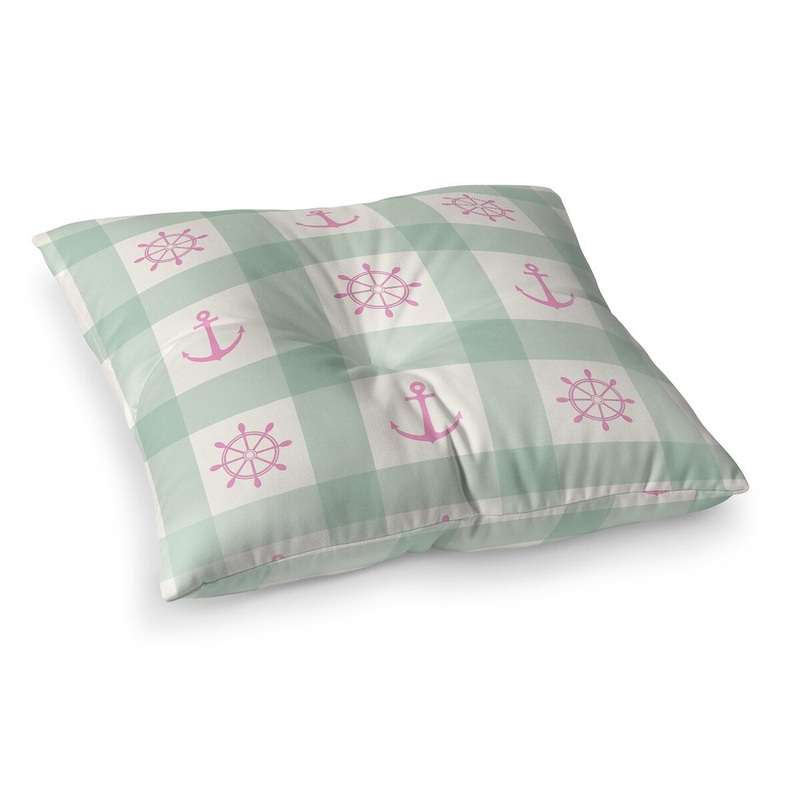 ANCHOR GALORE MINT AND PINK Floor Pillow By Kavka Designs