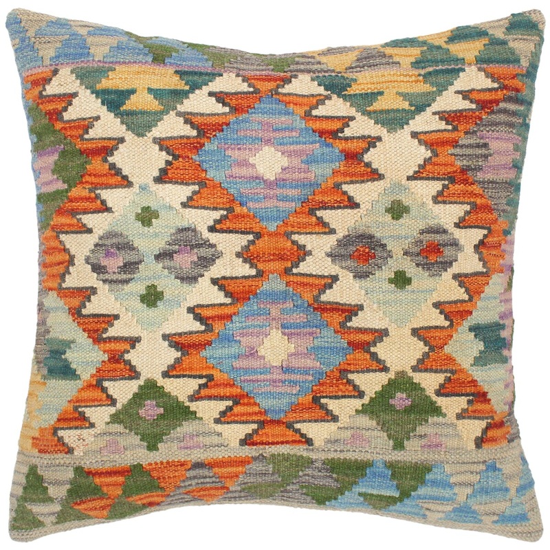 Bauhaus Dion Hand-Woven Turkish Kilim Throw Pillow 20 in. x 20 in.