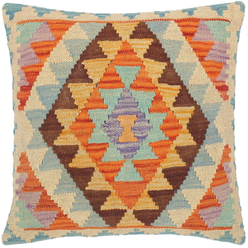 Bauhaus Eleanore Hand-Woven Turkish Kilim Throw Pillow