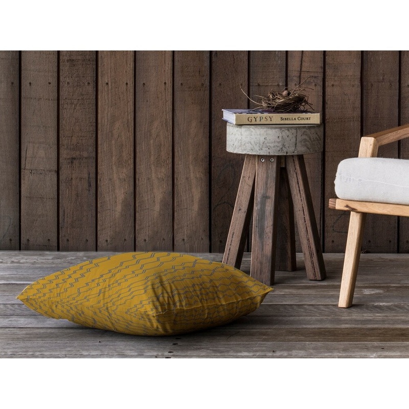 BERBER STRIPE MUSTARD GREY Floor Pillow By Kavka Designs