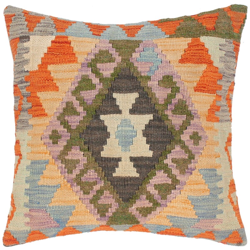 Shabby Chic Yolande Hand-Woven Turkish Kilim Pillow 18 in. x 18 in.