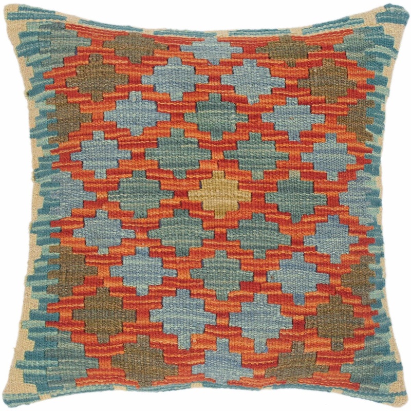 Southwestern Claretta Hand-Woven Turkish Kilim Pillow 16 in. x 16 in.
