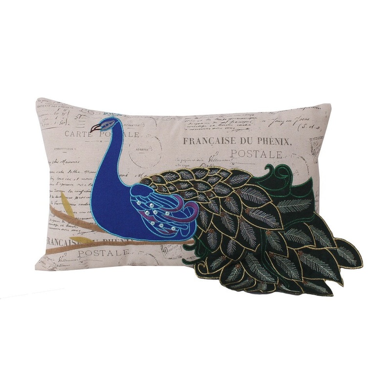 Thro by Marlo Lorenz Postcard Print 12x20 Peacock Throw Pillow
