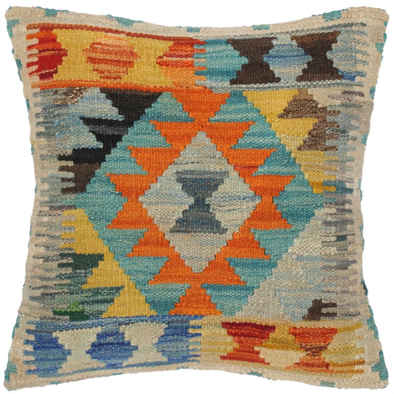 Tribal Ping Hand-Woven Turkish Kilim Throw Pillow
