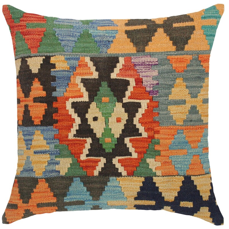 Vintage Julius Hand-Woven Turkish Kilim Throw Pillow