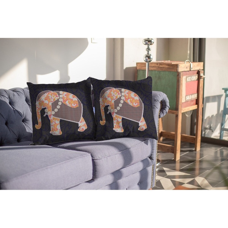 16" Orange Elephant Indoor Outdoor Throw Pillow