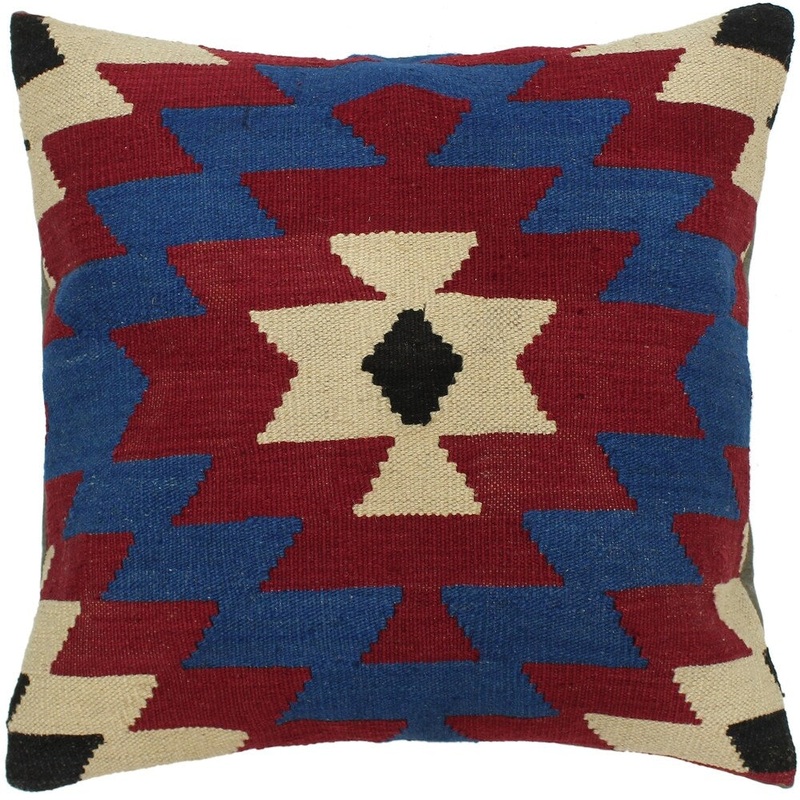 Arlinda Beige/Red Hand-Woven Kilim Throw Pillow - 1'8 x 1'8