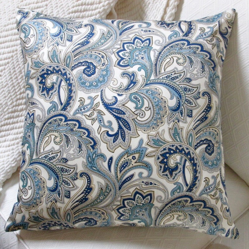 Artisan Pillows Indoor 20-inch Montero Lustrous Paisley in Porcelain Blue Accent Throw Pillow Cover