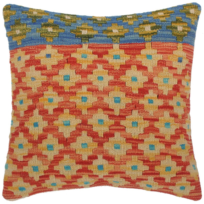 Bauhaus Tisa Hand-Woven Turkish Kilim Pillow 17 in. x 18 in.