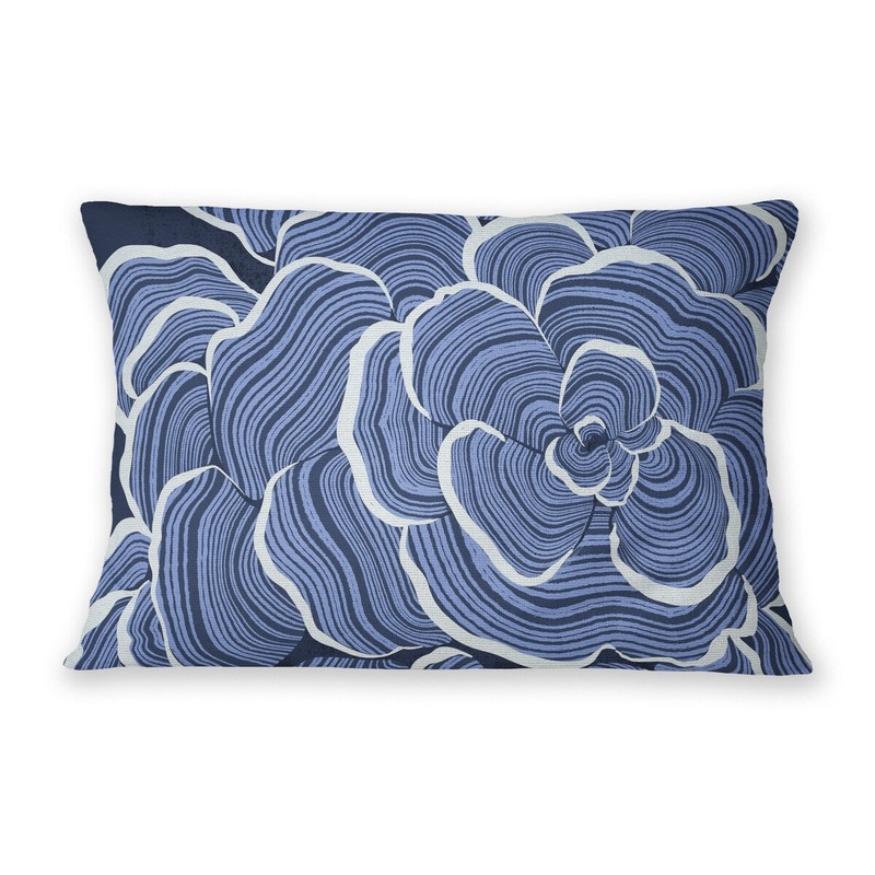 TURKEY TAIL NAVY Linen Throw Pillow By Jenny Lund