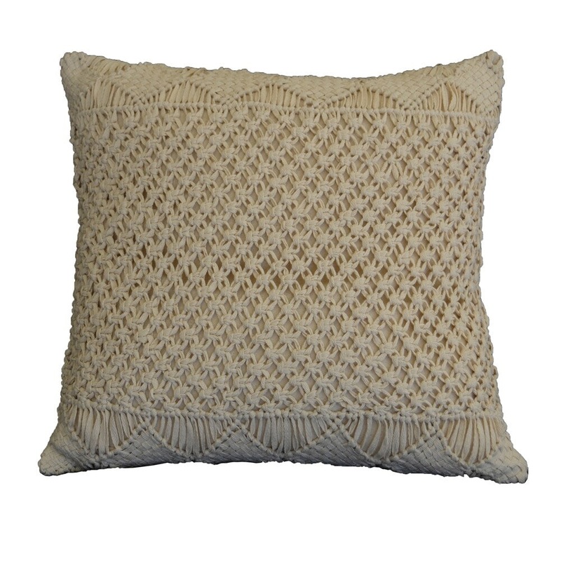 AM Home Natural Basketweave Pillow, Feather Insert, 20" x 20"