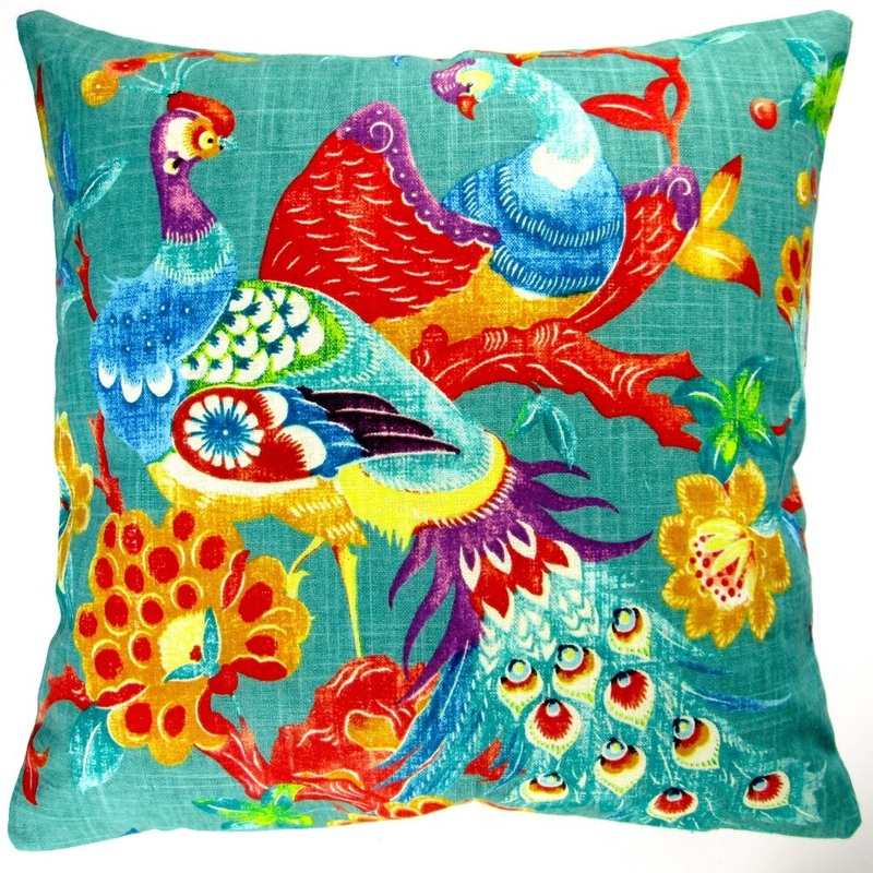 Artisan Pillows 18-inch Indoor Vintage Peacock in Deep Teal Modern Asian Cottage Accent Throw Pillow Cover