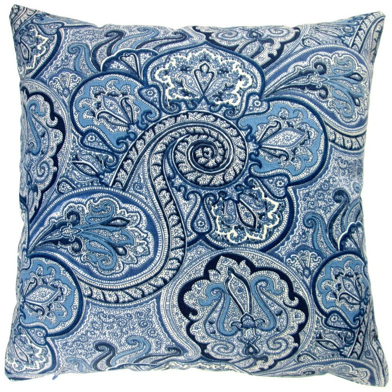 Artisan Pillows Outdoor 18-inch Blue Paisley Modern Contemporary Geometric Coastal Beach House Decor Throw Pillow (Set of 2)