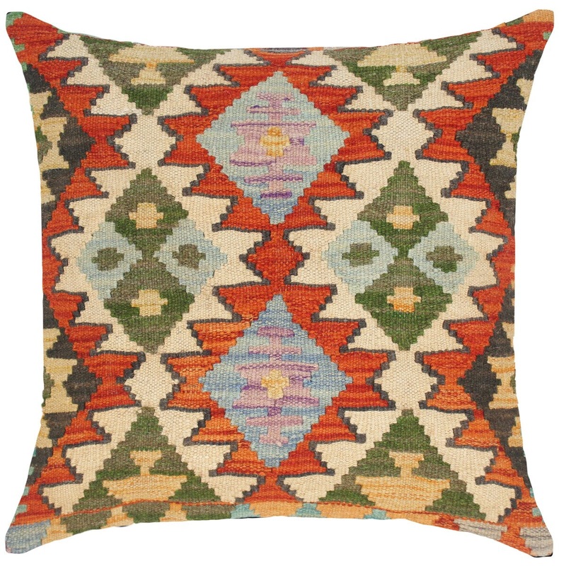 Shabby Chic Mercedez Hand-Woven Turkish Kilim Throw Pillow