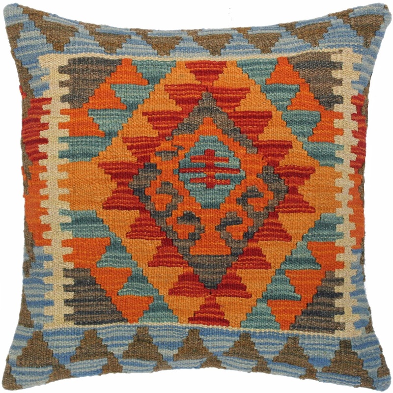 Tribal Rachel Hand-Woven Turkish Kilim Pillow 18 in. x 18 in.