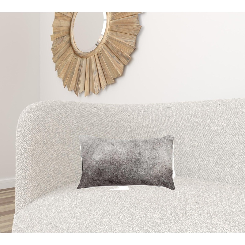 12" X 20" Gray Cowhide Pillow