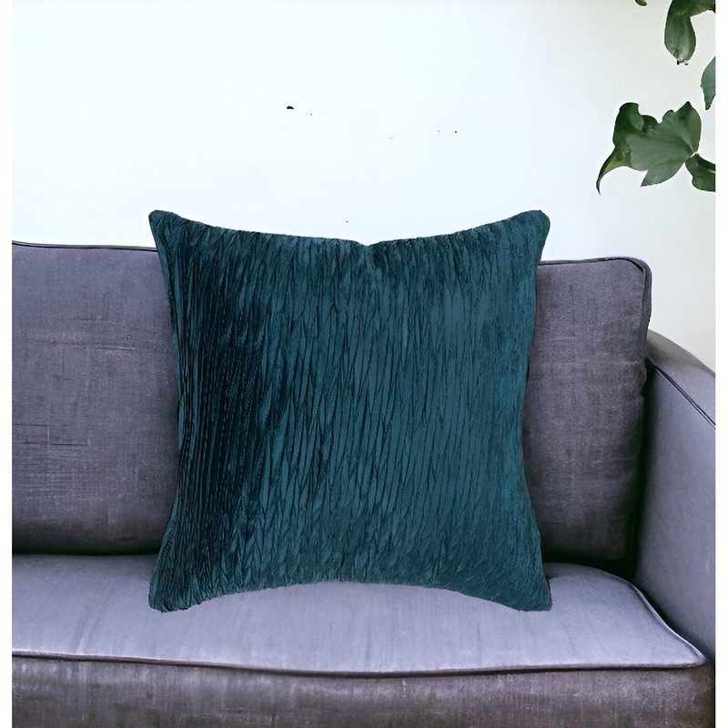 18" Teal Blue Crinkle Cotton Throw Pillow