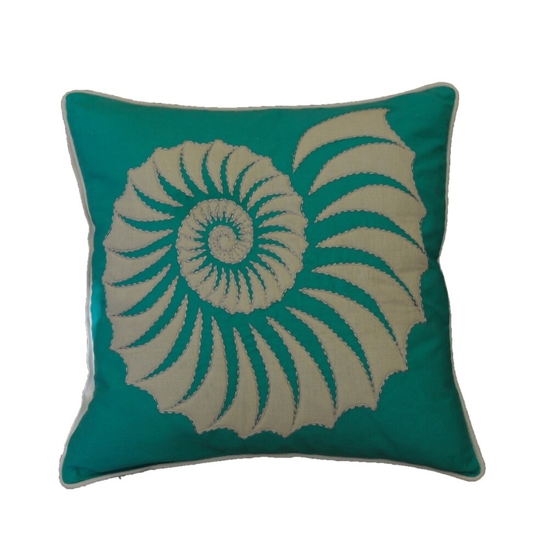 AM Home Quilted Trochus Pillow With Beads, Feather Insert, 20" x 20"