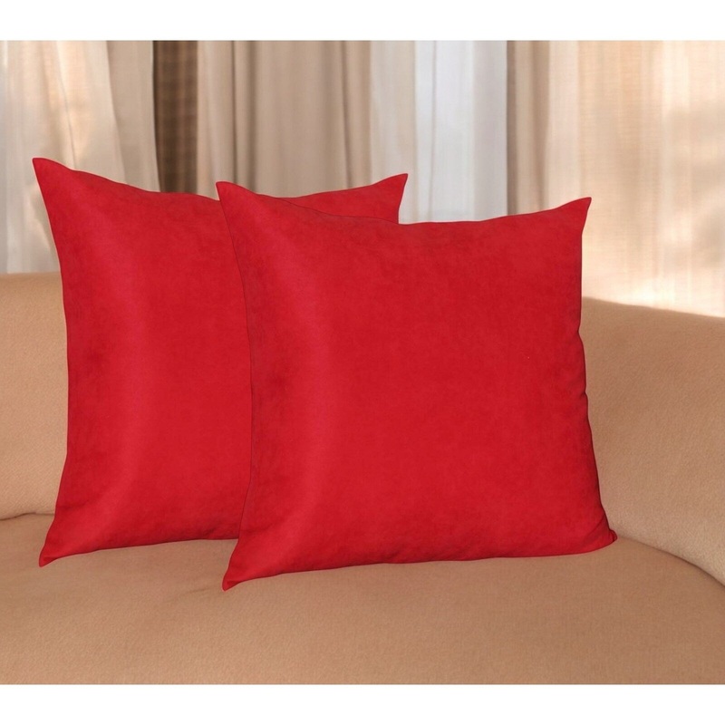 Set of Two 26" Red Euro Throw Pillow Covers
