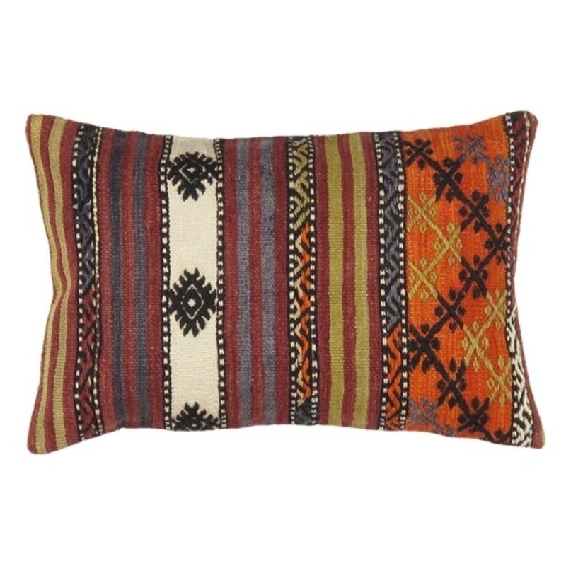 Vintage Turkish Kilim Lumber Pillow (16" X 24")