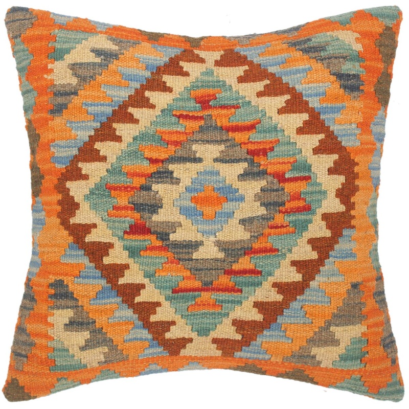 Shabby Chic Jen Hand-Woven Turkish Kilim Pillow 18 in. x 18 in.