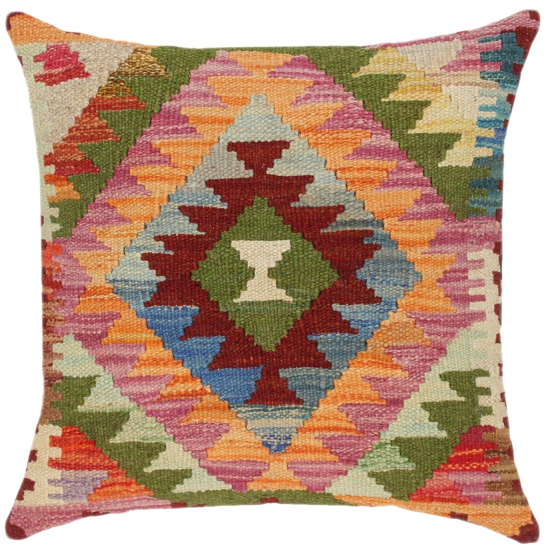 Shabby Chic Savannah Hand-Woven Turkish Kilim Throw Pillow