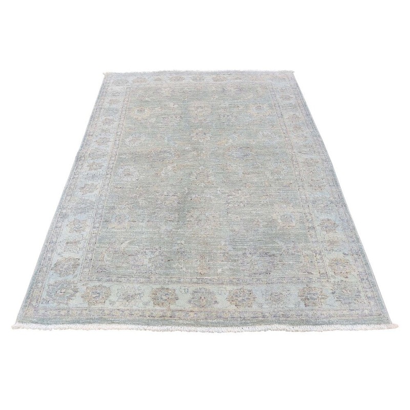 Shahbanu Rugs Hand-Knotted Washed Out Peshawar Pure Wool Oriental Rug (4'1" x 5'10") - 4'1" x 5'10"