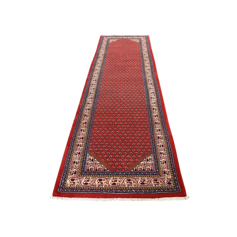 Shahbanu Rugs Red New Persian Seraband Runner Pure Wool Hand-Knotted Oriental Rug (2'7" x 10'2") - 2'7" x 10'2"
