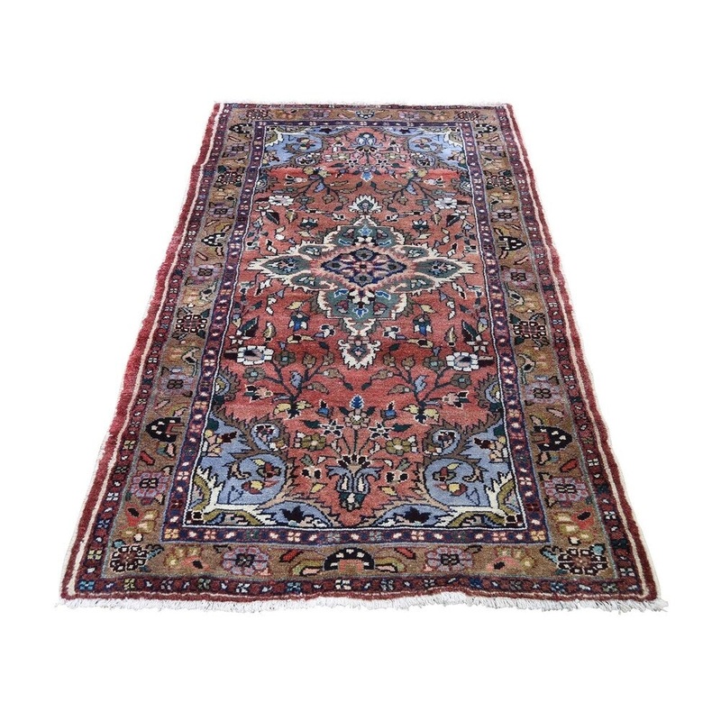 Shahbanu Rugs Red Vintage Persian Lilahan Full Pile Exc Condition Runner Rug (3'0" x 5'10") - 3'0" x 5'10"