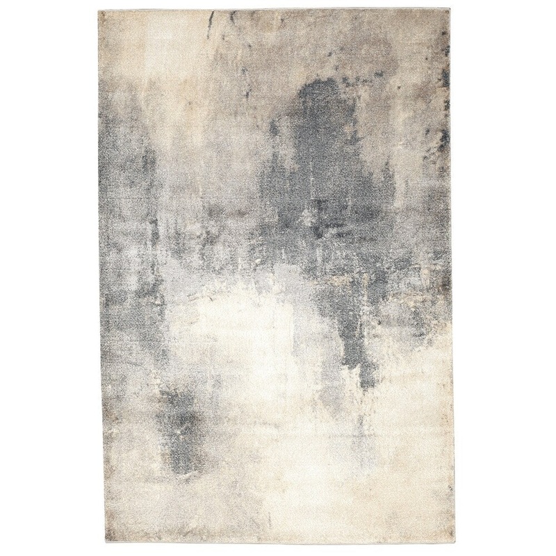 Soft Plush Abstract Light Blue / Light Beige / Grey Rug - Rectangle