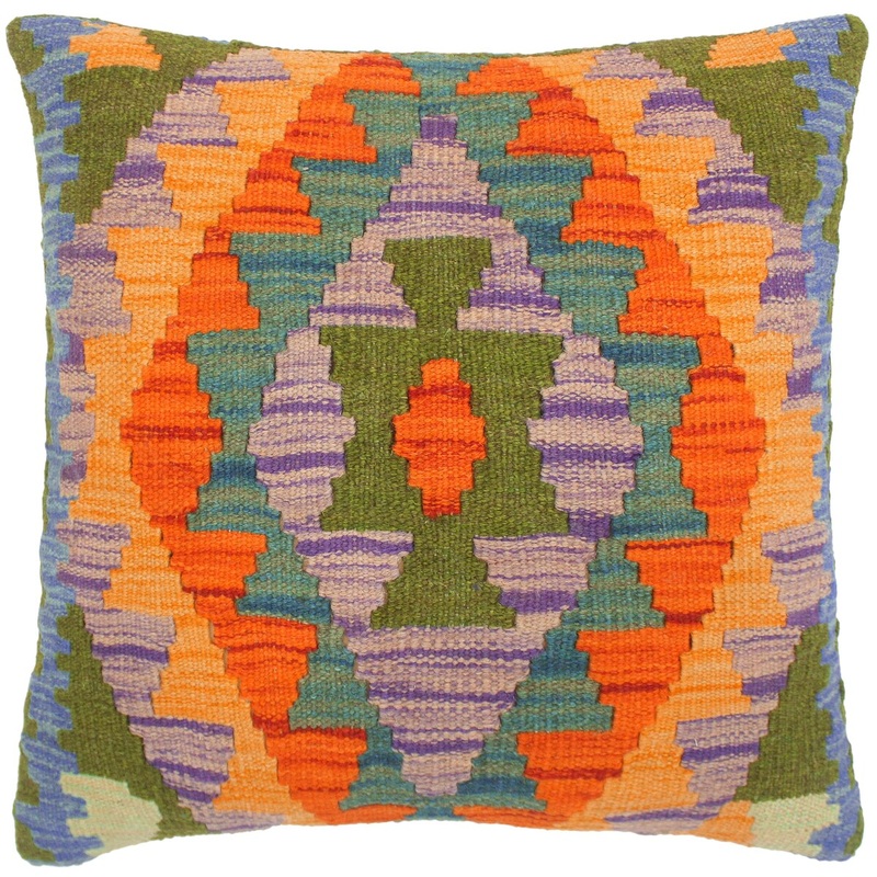 Southwestern Leslee Hand-Woven Turkish Kilim Throw Pillow 18 in. x 18 in.