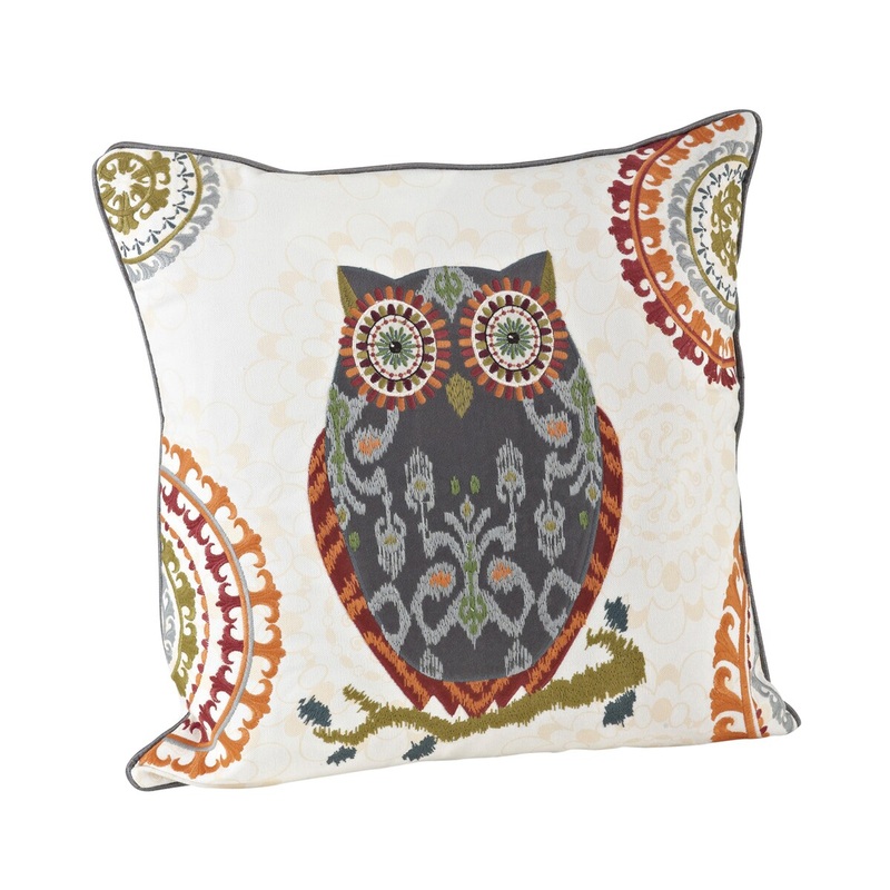 Whimsical Throw Pillow Cover With Owl Design