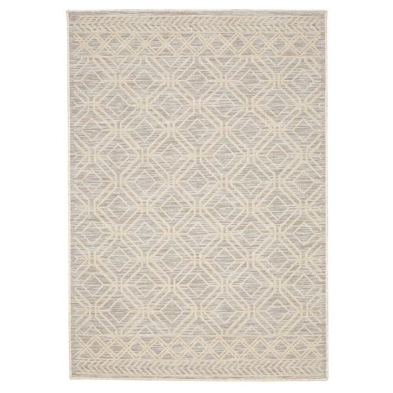 3'3" x 5' Modern Contemporary Polypropylene Trellis Ivory Rug - N/A