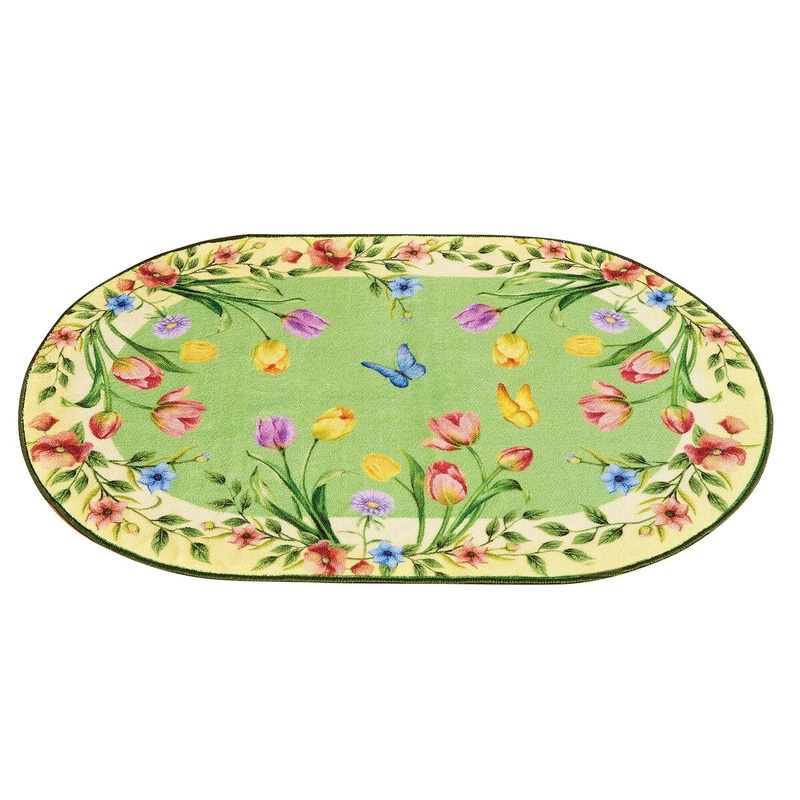 Blooming Tulips and Ivory Border Oval Accent Rug - 30" x 46"