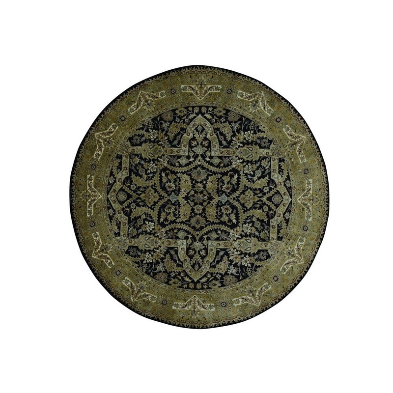 Shahbanu Rugs 300 Kpsi New Zealand Wool Persian Tabriz Oriental Round Rug (6'9" x 6'10") - 6'9" x 6'10"