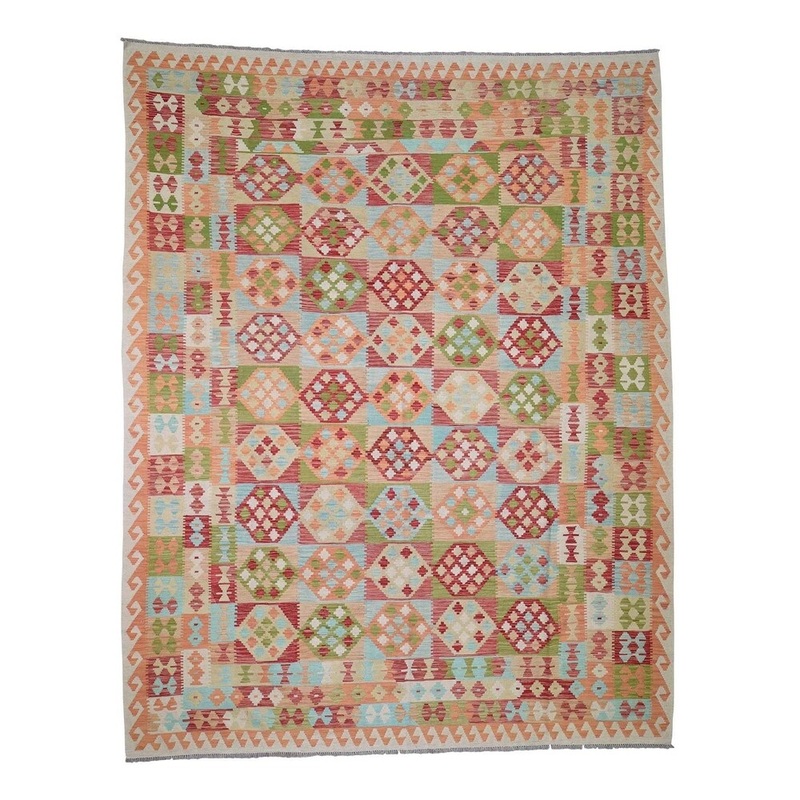 Shahbanu Rugs Afghan Kilim Vegetable Dyes Flat Weave Hand-Woven Pure Wool Rug (10'0" x 12'6") - 10'0" x 12'6"