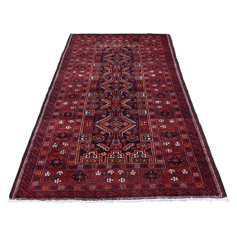 Shahbanu Rugs Hand-Knotted Afghan Baluch Pure Wool Tribal and Geometric Rug (3'3" x 6'3") - 3'3" x 6'3"