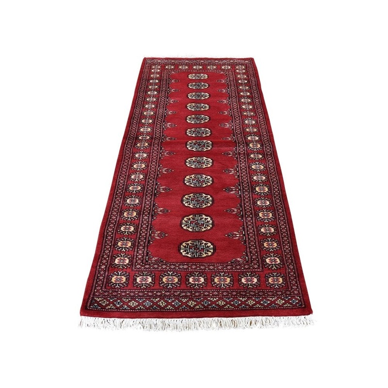 Shahbanu Rugs Hand-Knotted Elephant Feet Design Pure Wool Bokara Runner Rug (2'8" x 6'8") - 2'8" x 6'8"