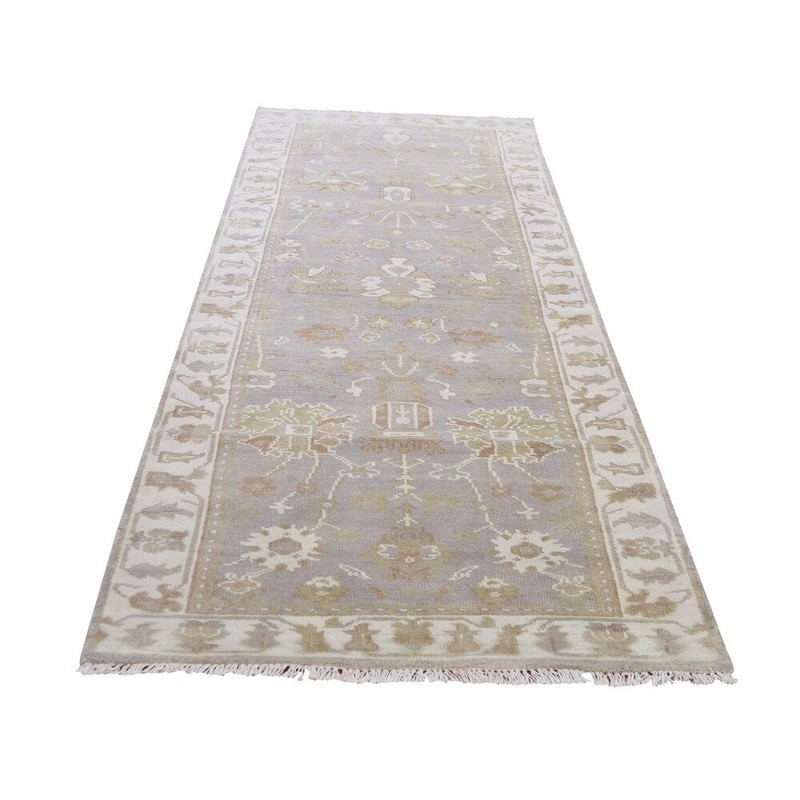 Shahbanu Rugs Indo Oushak Pure Wool Hand-Knotted Runner Oriental Rug (3'2" x 9'10") - 3'2" x 9'10"