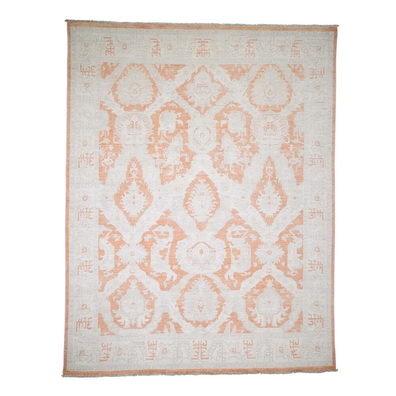 Shahbanu Rugs Peshwar With Oushak Design Pure Wool Hand-Knotted Oriental Rug (8'0" x 10'2") - 8'0" x 10'2"