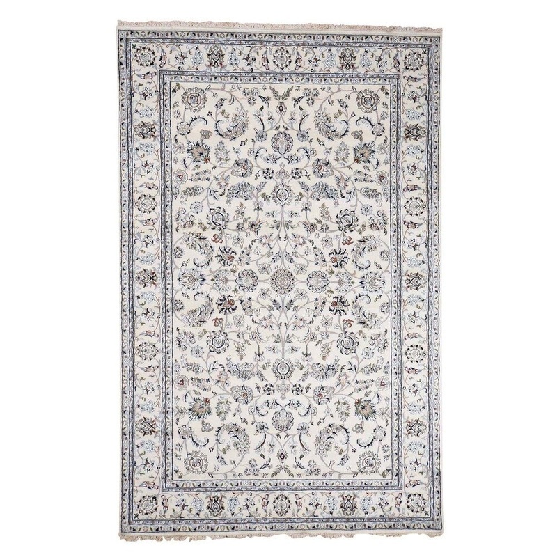 Shahbanu Rugs Wool And Silk 250 Kpsi All Over Design Nain Hand-Knotted Rug (5'10" x 9'2") - 5'10" x 9'2"