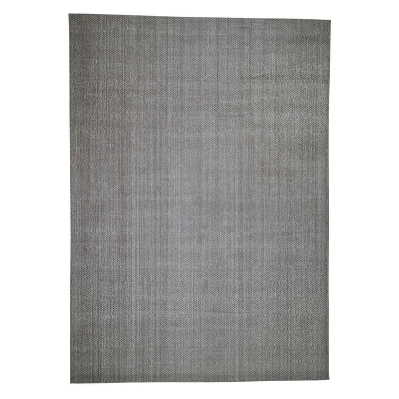 Shahbanu Rugs Wool and Silk Tone on Tone Hand Loomed Oriental Rug (10'1" x 14'2") - 10'1" x 14'2"