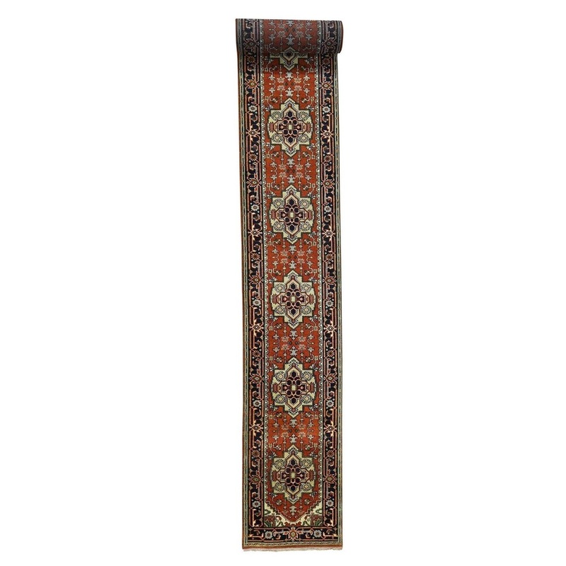 Shahbanu Rugs XL Serapi Heriz Design Runner Hand-Knotted Oriental Rug (2'7" x 23'9") - 2'7" x 23'9"