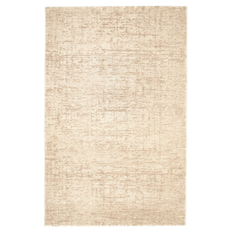 Textured Soft Polypropylene Abstract Beige Rug - N/A