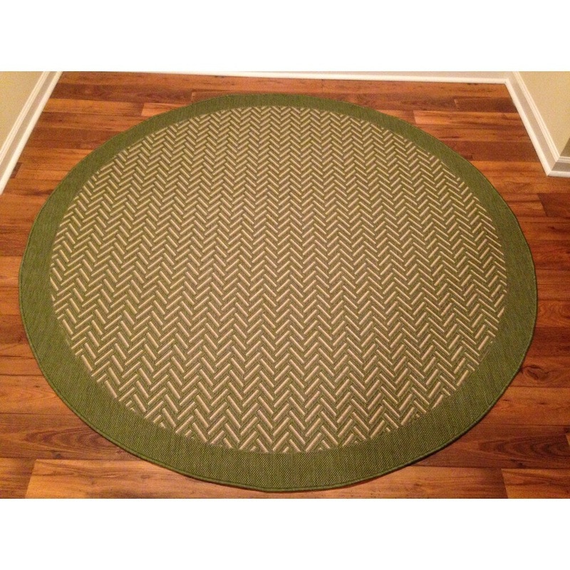 Woven Geometric Green Indoor/ Outdoor Rug