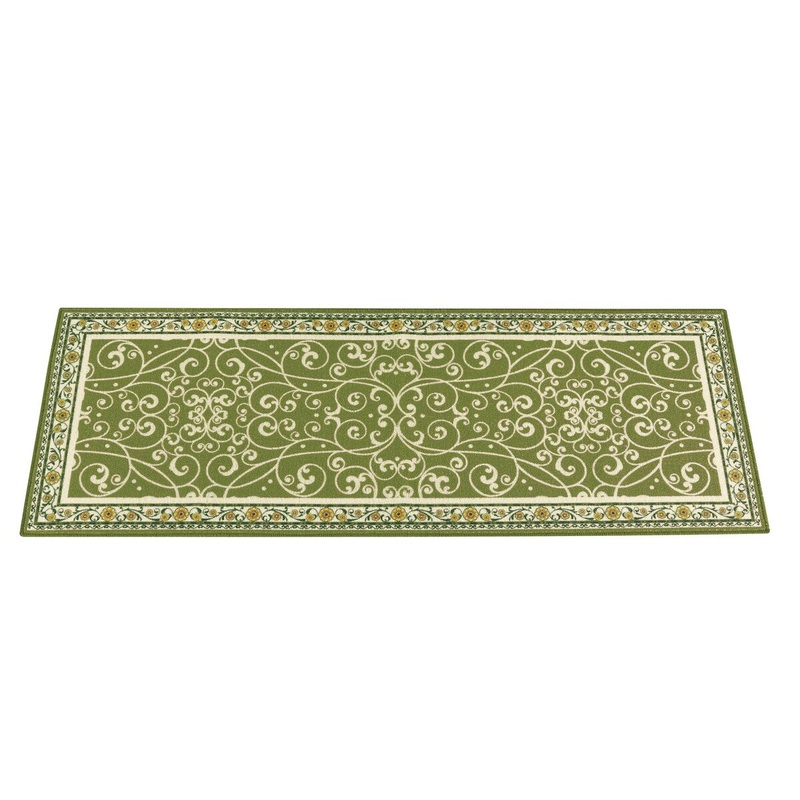 Scroll Floral Printed Slip-Resistant Rug